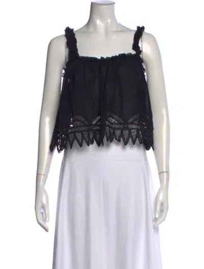 Pre-owned Ulla Johnson Lace Pattern Square Neckline Crop Top In Blue