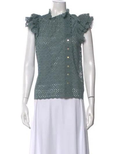 Pre-owned Ulla Johnson Lace Pattern Tie Neck Blouse In Multi