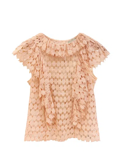 Ulla Johnson Daevy Lace Short Sleeve Top In Neutral