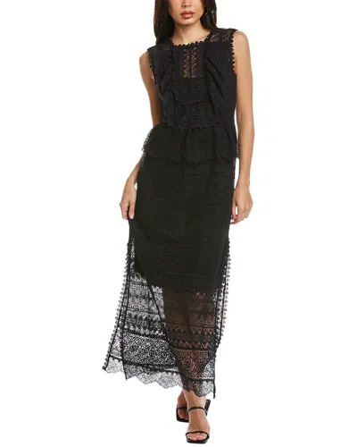 Ulla Johnson Lace Silk-trim Maxi Dress In Black