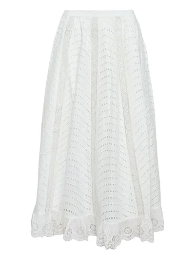 Ulla Johnson Lace-trim Midi Skirt In White
