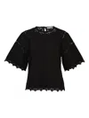 Ulla Johnson Lace-trimmed Short-sleeve Blouse In Black