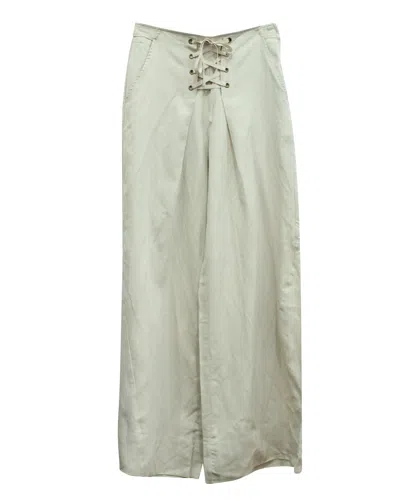 Ulla Johnson Lace Up Pleated Twill Pants In Beige Lyocell
