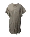 Ulla Johnson Lace Up Ruched Dress In Beige Tencel In Gray