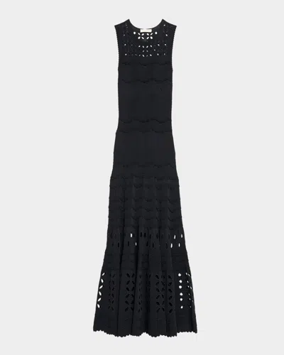 Ulla Johnson Lakshmi Eyelet Knit Dress In Black