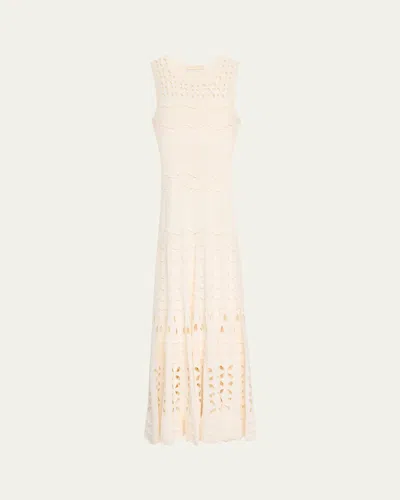Ulla Johnson Lakshmi Knit Open-work Maxi Dress In Cowrie