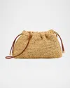 Ulla Johnson Lali Ruched Raffia Clutch Bag In Neutral