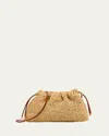 Ulla Johnson Lali Ruched Raffia Clutch Bag In Brown