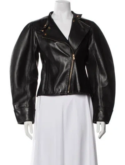 Pre-owned Ulla Johnson Lamb Leather Biker Jacket In Black