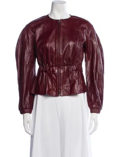 Pre-owned Ulla Johnson Lamb Leather Jacket In Burgundy