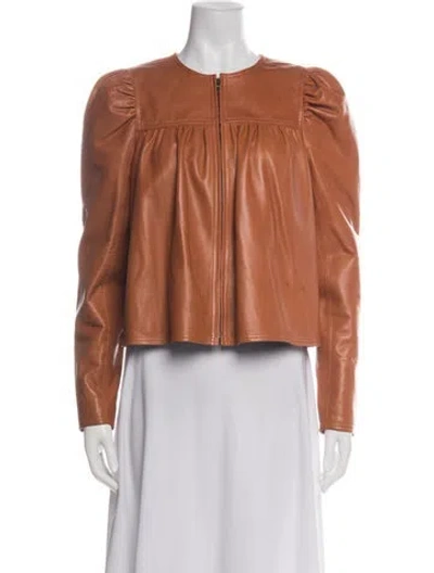 Pre-owned Ulla Johnson Lamb Leather Jacket In Orange