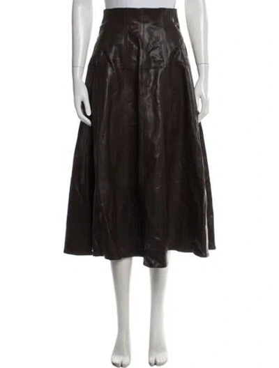 Pre-owned Ulla Johnson Lamb Leather Midi Length Skirt In Brown