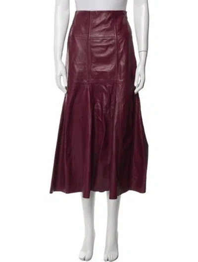 Pre-owned Ulla Johnson Lamb Leather Midi Length Skirt In Burgundy