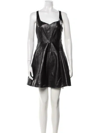 Pre-owned Ulla Johnson Lamb Leather Mini Dress In Black