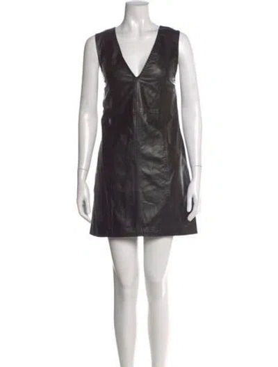 Pre-owned Ulla Johnson Lamb Leather Mini Dress W/ Tags In Black