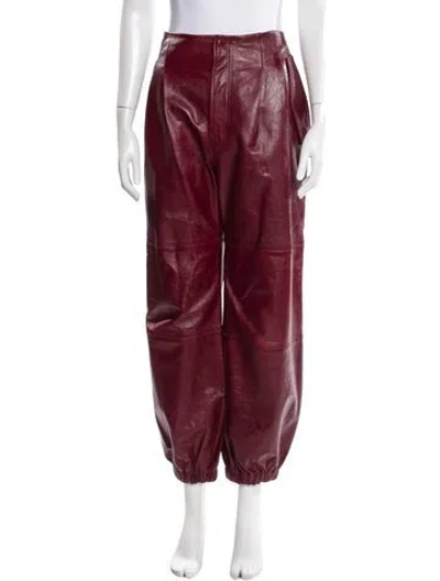 Pre-owned Ulla Johnson Lamb Leather Skinny Leg Pants In Burgundy