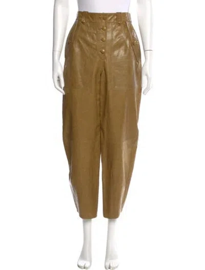 Pre-owned Ulla Johnson Lamb Leather Straight Leg Pants In Neutral