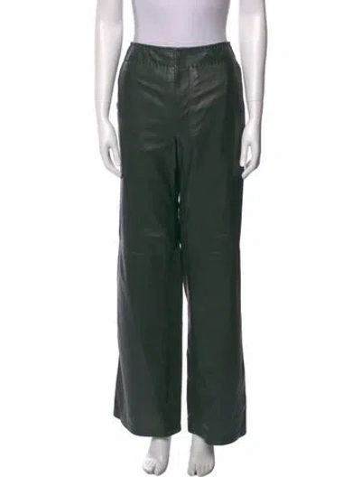 Pre-owned Ulla Johnson Lamb Leather Wide Leg Pants In Green