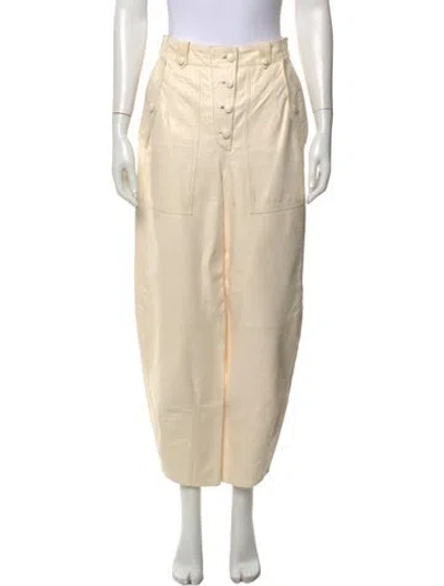 Pre-owned Ulla Johnson Lamb Leather Wide Leg Pants In Neutral
