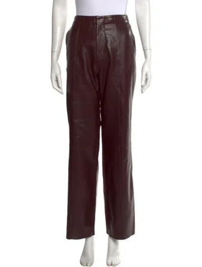 Pre-owned Ulla Johnson Lamb Leather Wide Leg Pants In Purple
