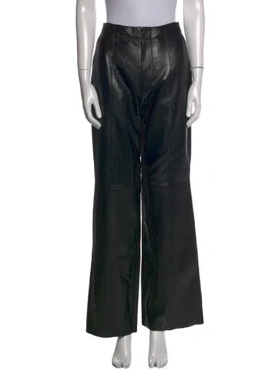 Pre-owned Ulla Johnson Lamb Leather Wide Leg Pants W/ Tags In Black