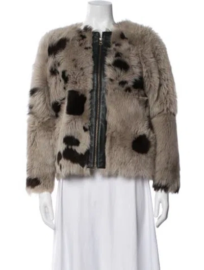 Pre-owned Ulla Johnson Lambskin Animal Print Fur Jacket In Multicolor