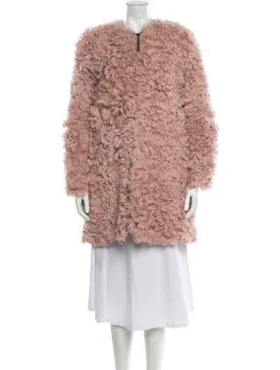 Pre-owned Ulla Johnson Lambskin Faux Fur Coat In Pink