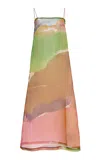 Ulla Johnson Landscape Printed Silk Midi Dress In Multi
