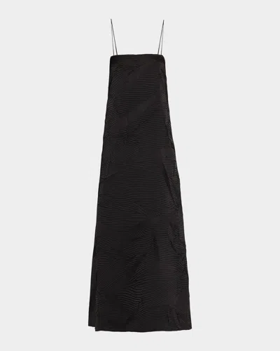 Ulla Johnson Landscape Textured Satin Maxi Dress In Black