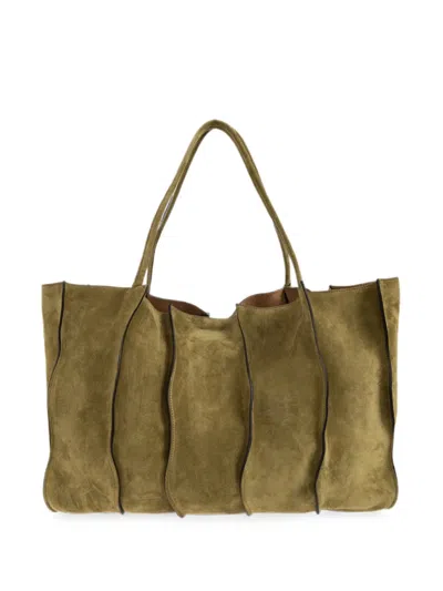 Ulla Johnson Large Adria Suede Tote Bag In Green