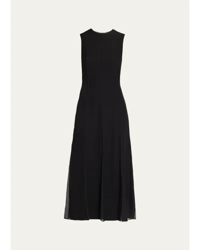 Ulla Johnson Laure Chiffon Sleeveless Midi Dress In Black