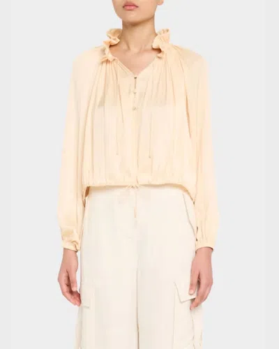 Ulla Johnson Laurette Long Sleeve Blouse In Pearlescent In Yellow
