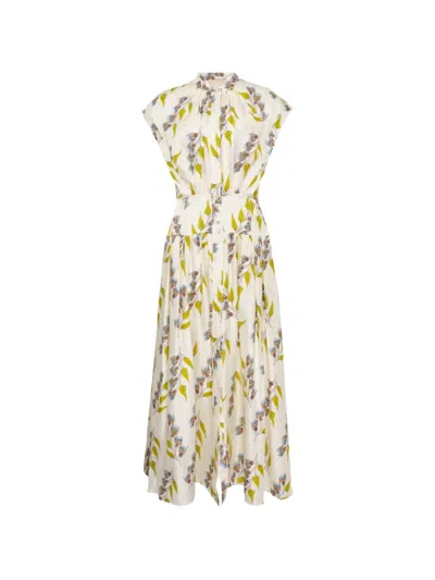 Ulla Johnson Silk Floral Lausanne Midi Dress In Neutral