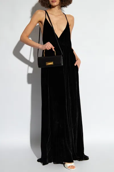Ulla Johnson Lavinia Ruffled Velvet Gown In Black