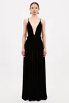 Ulla Johnson Lavinia Open-back Ruffled Velvet Gown In Noir