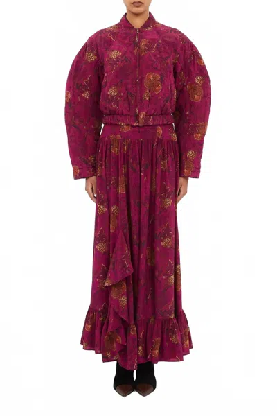 Ulla Johnson Lavinia Silk Quilted Bomber Jacket In Peony In Multi