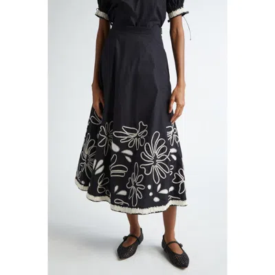 Ulla Johnson Layla Floral Cotton Maxi Skirt In Raven