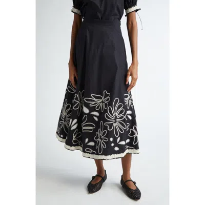 Ulla Johnson Layla Floral Cotton Maxi Skirt In Black