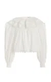 Ulla Johnson Layla Ruffled Cotton Top In White
