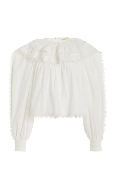 Ulla Johnson Layla Ruffled Cotton Top In White