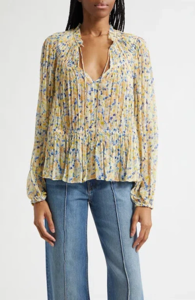 Ulla Johnson Leandra Floral Long Sleeve Top In Brown