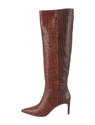 Pre-owned Ulla Johnson Leather Animal Print Boots In Brown