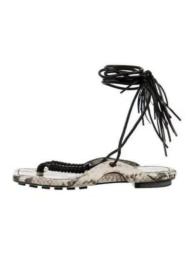 Pre-owned Ulla Johnson Leather Animal Print Gladiator Sandals In Silver