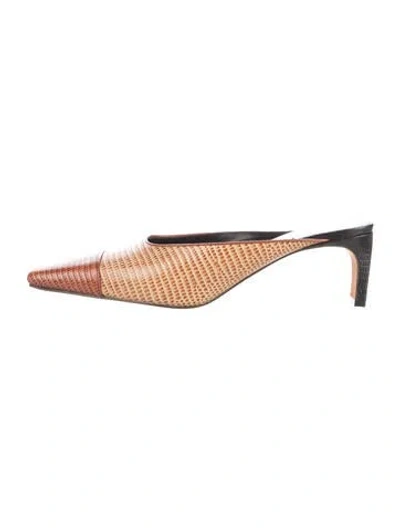 Pre-owned Ulla Johnson Leather Animal Print Mules In Brown
