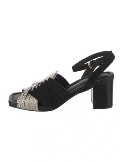 Pre-owned Ulla Johnson Leather Animal Print Sandals In Black
