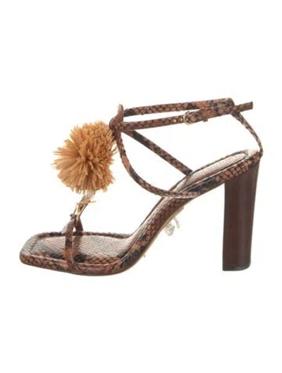 Pre-owned Ulla Johnson Leather Animal Print Sandals In Brown