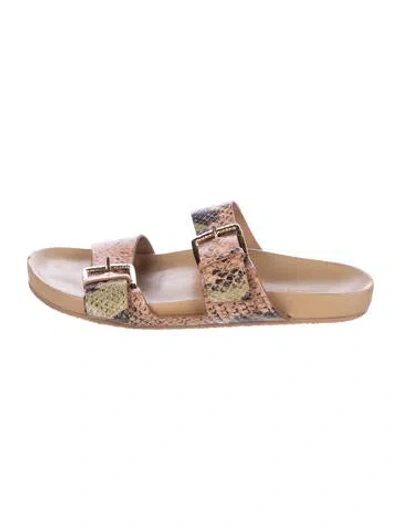 Pre-owned Ulla Johnson Leather Animal Print Slides In Multi