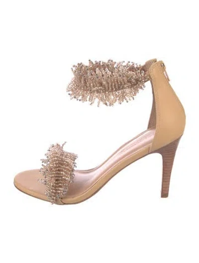 Pre-owned Ulla Johnson Leather Beaded Accents D'orsay Pumps In Neutral