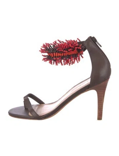 Pre-owned Ulla Johnson Leather Beaded Accents Sandals In Brown