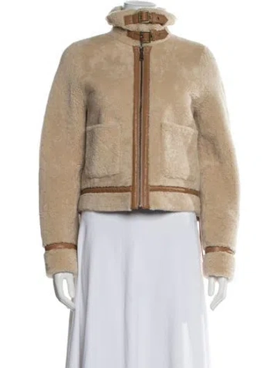 Pre-owned Ulla Johnson Leather Biker Jacket In Neutral